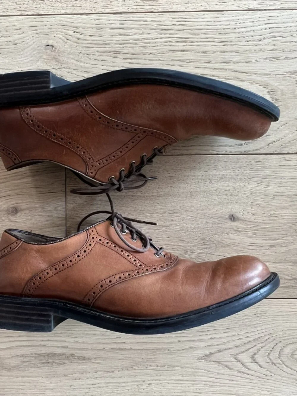Johnston & Murphy Men’s Brown Leather Lace-Up Derby Dress Shoes Size 10.5 Medium